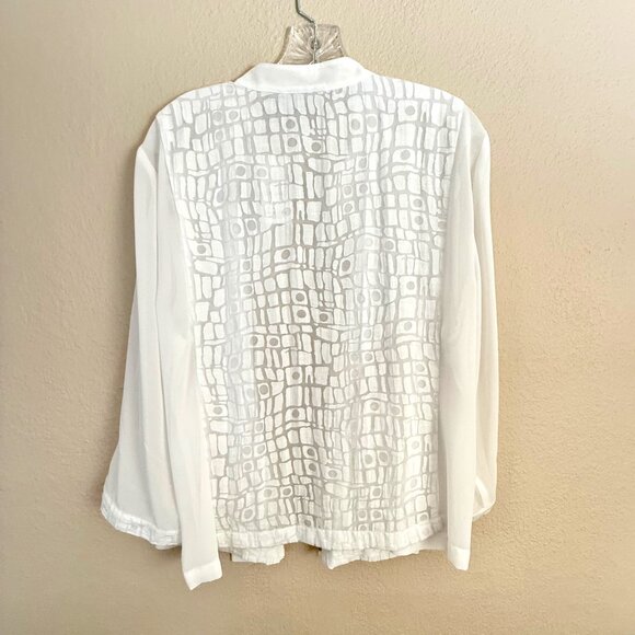 NWT Chico’s Blocked Burnout Sporty Zip Sheer Jacket – Optic White Size 3 (XL/16) - Picture 11 of 12